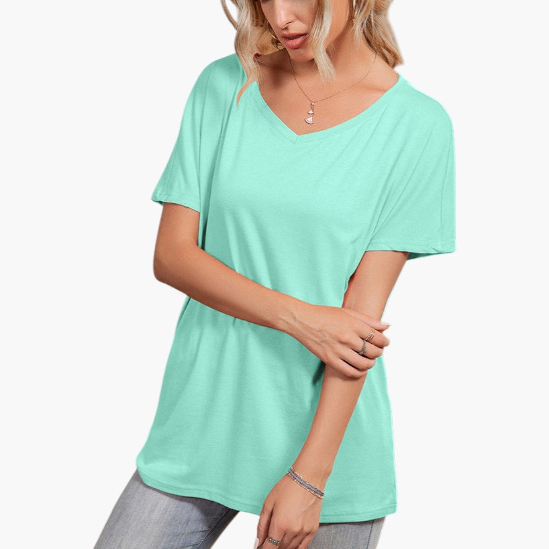 oversize dame T-shirt med asymmetrisk halsudskæring