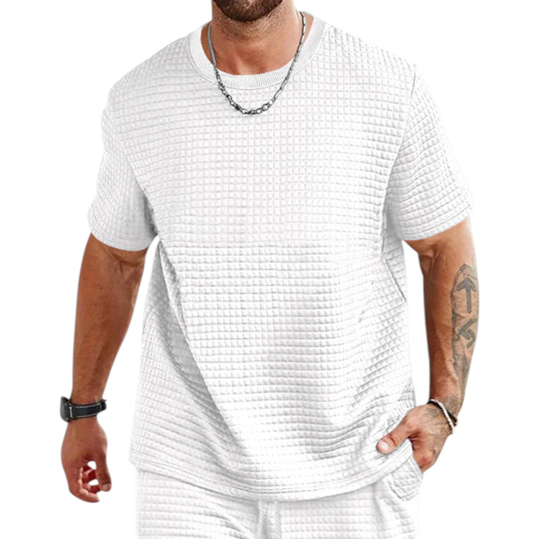 T shirt homme à surface texturée avec manches courtes