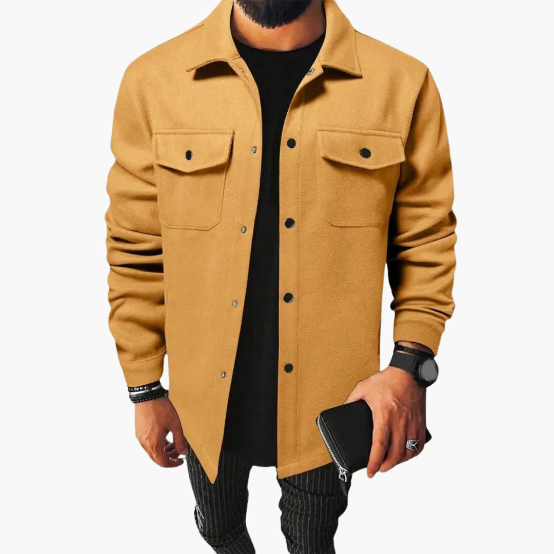 Veste Chemise Homme Coupe Ample avec Poches Poitrine