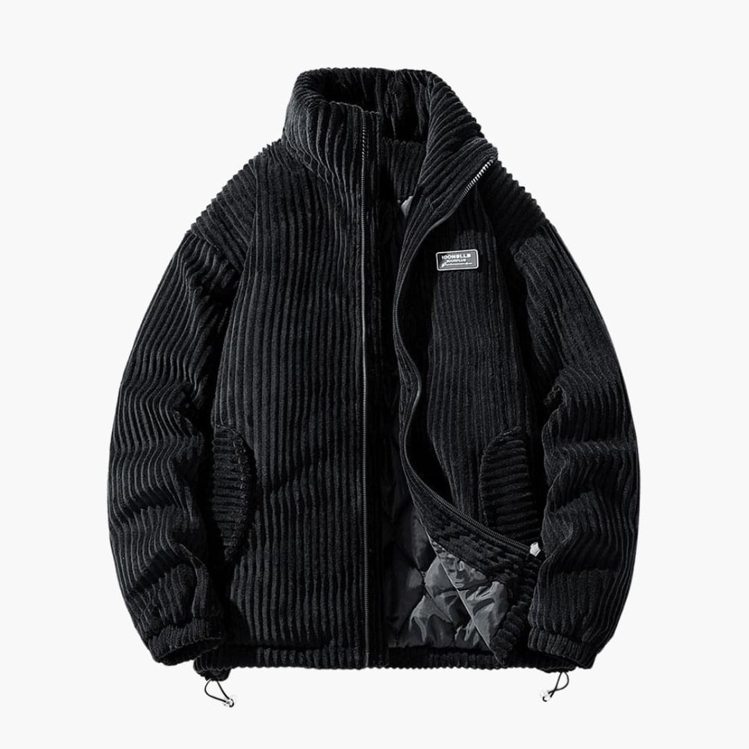 Veste Côtelée Homme avec Doublure Matelassée et Finition Structurée