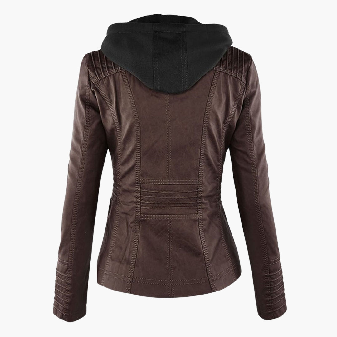 Women's Jacket with Removable Hood and Zipper Closure