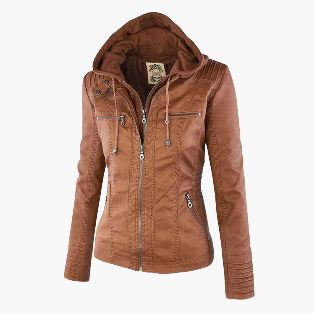 Women's Jacket with Removable Hood and Zipper Closure