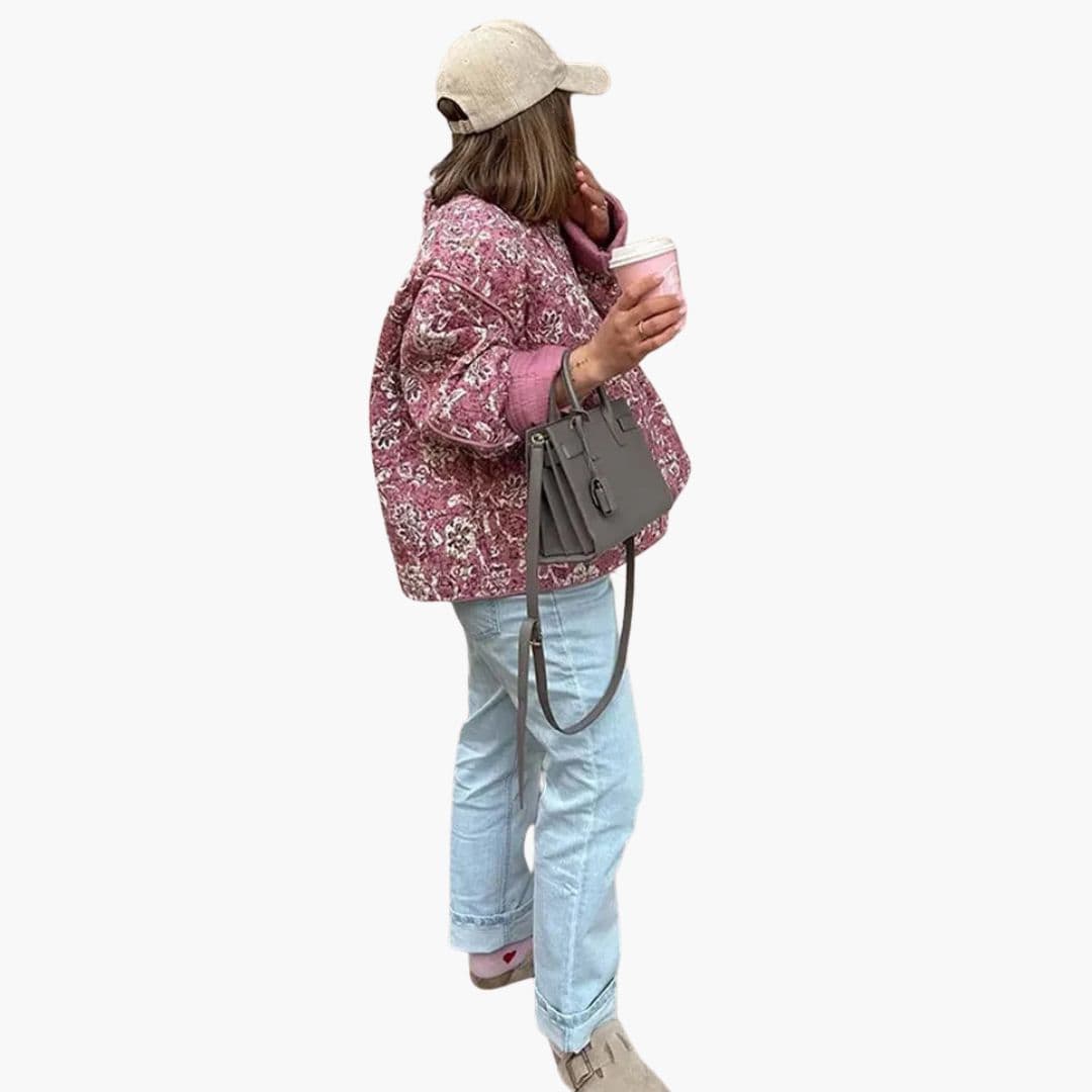 Veste Femme à Motif Floral avec Fermeture Par Boutons