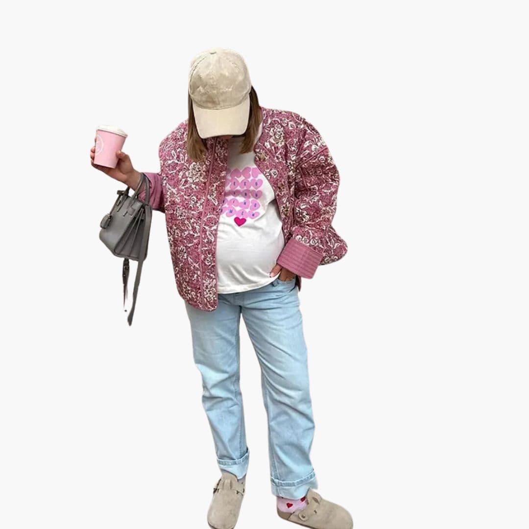 Veste Femme à Motif Floral avec Fermeture Par Boutons