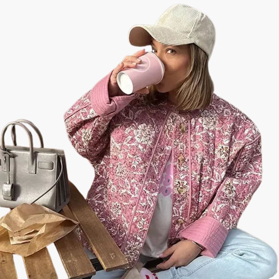 Veste Femme à Motif Floral avec Fermeture Par Boutons