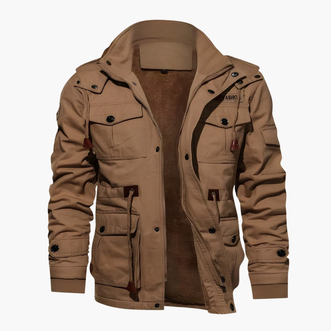 Men's Hoodie Jacket with Multiple Front Pockets