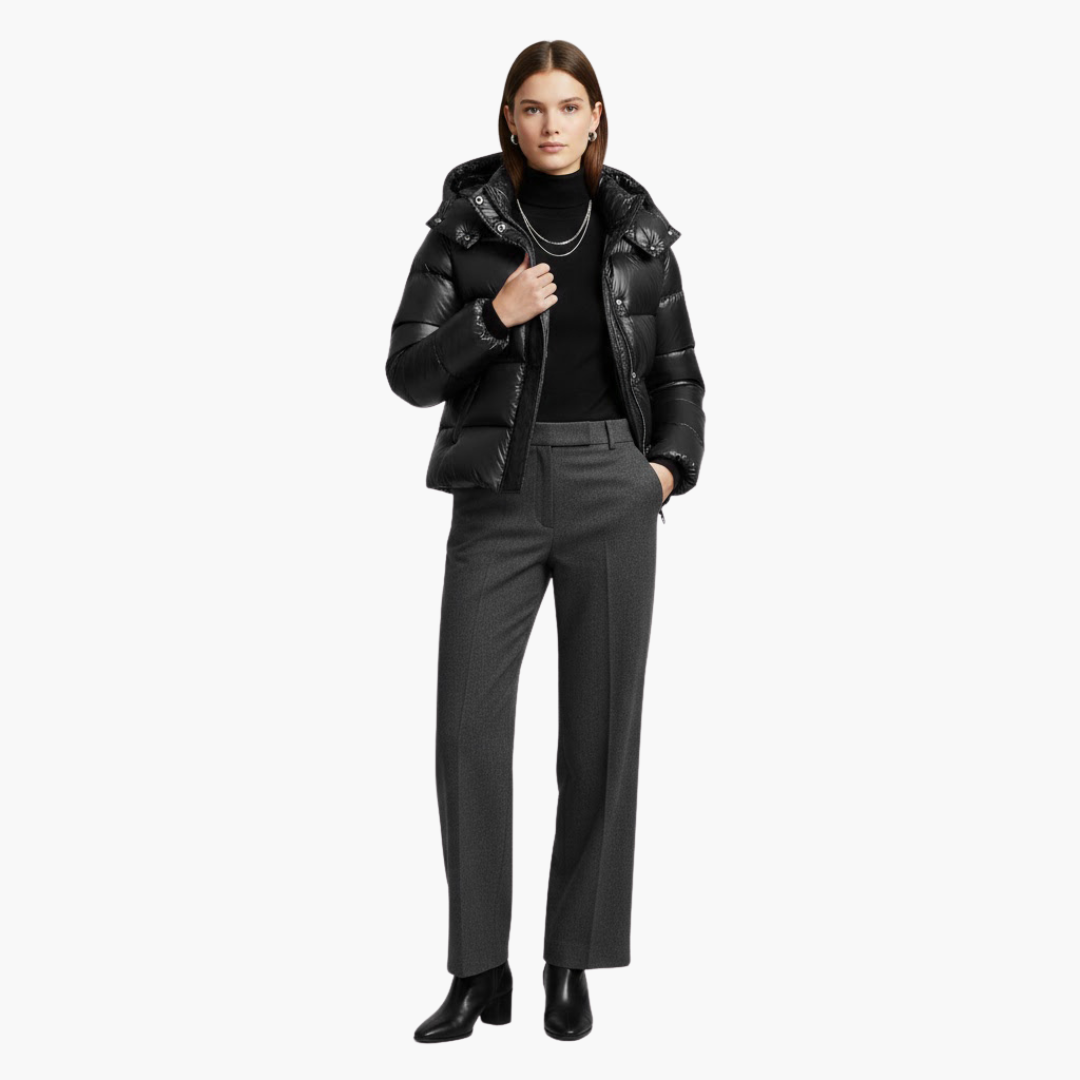 Veste Matelassée Femme avec Capuche et Poches Devant