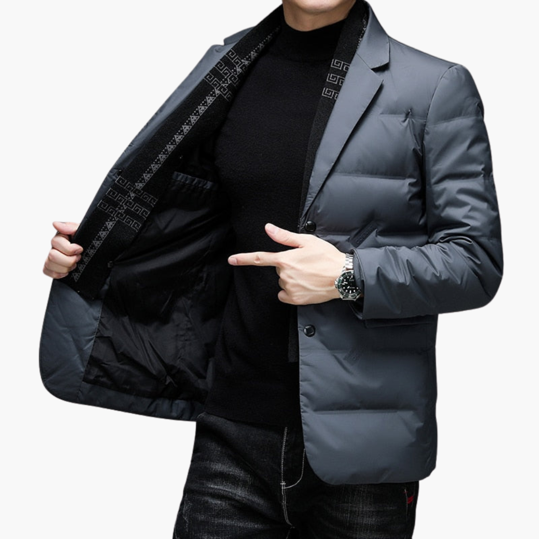 Chaqueta blazer acolchada para hombre con cierre de botones y paneles acolchados