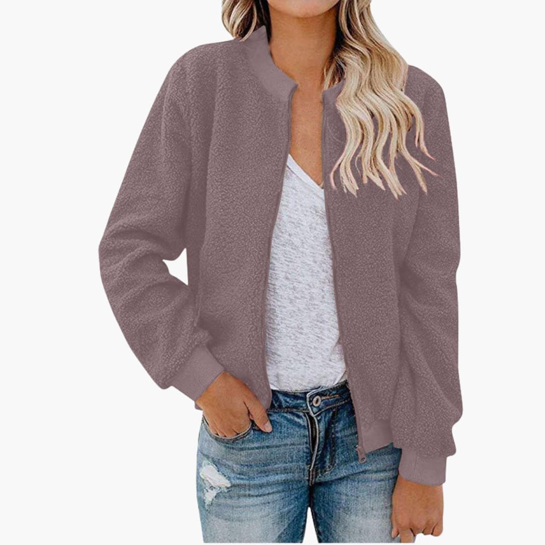 Veste bomber femme à col montant et structure droite
