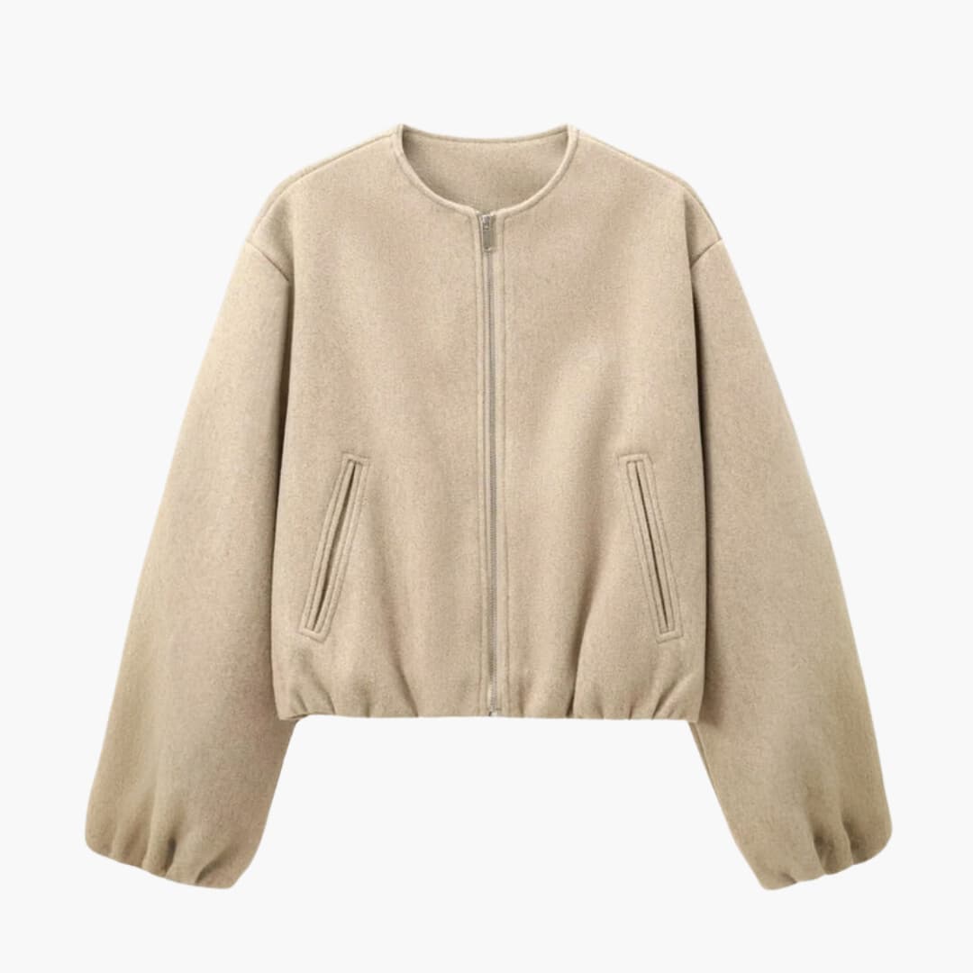 Veste bomber femme à manches ballon avec fermeture zippée