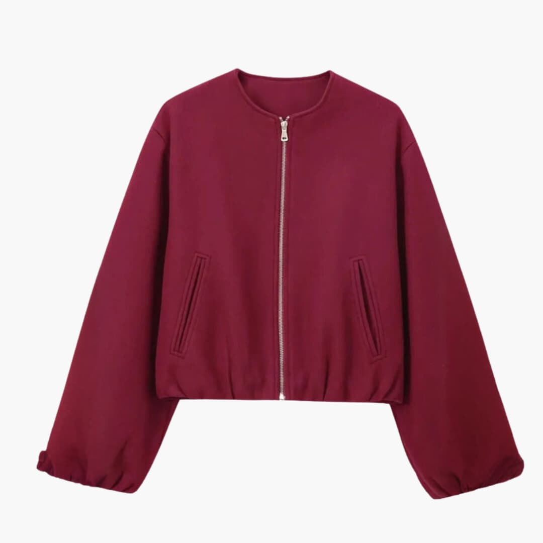 Veste bomber femme à manches ballon avec fermeture zippée