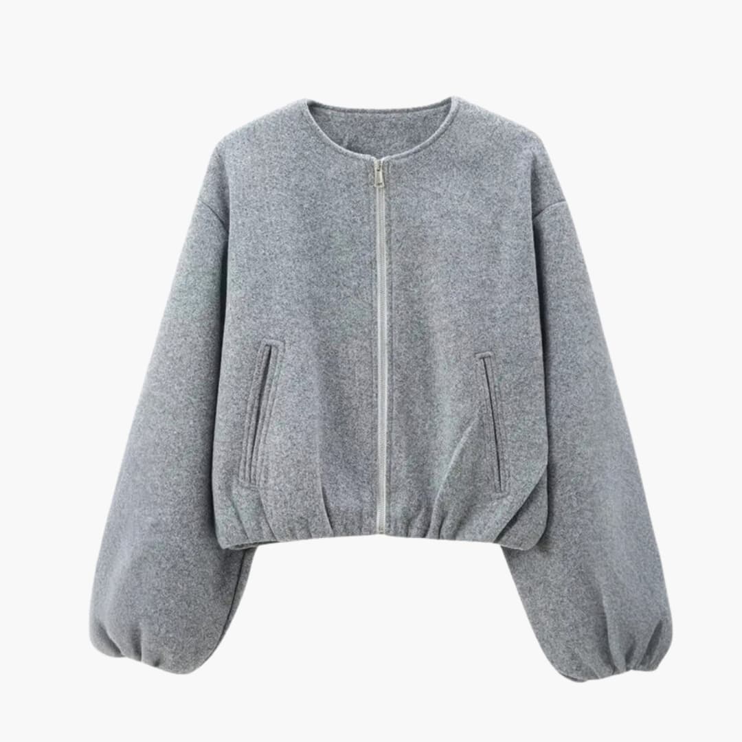 Veste bomber femme à manches ballon avec fermeture zippée