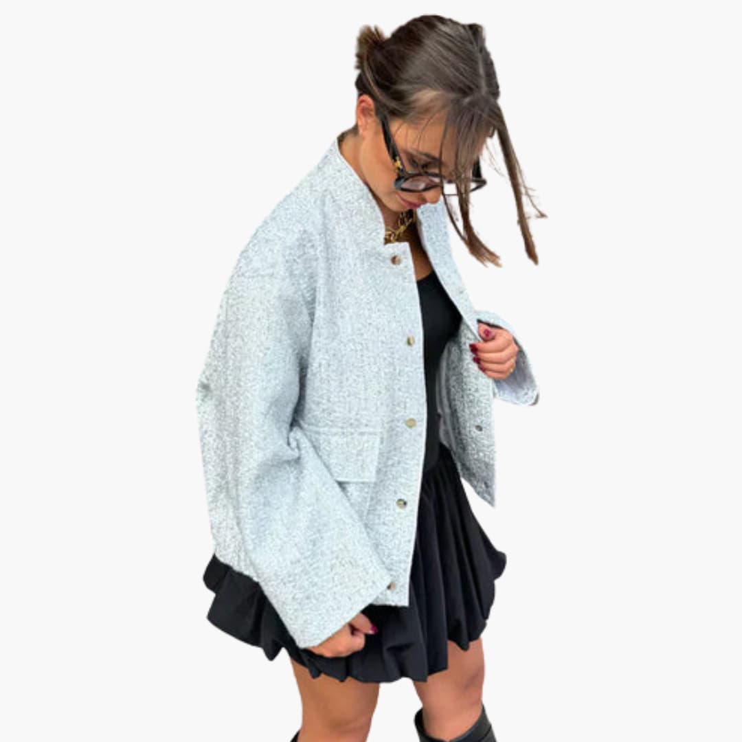 Veste bomber femme avec fermeture zippée et détails côtelés