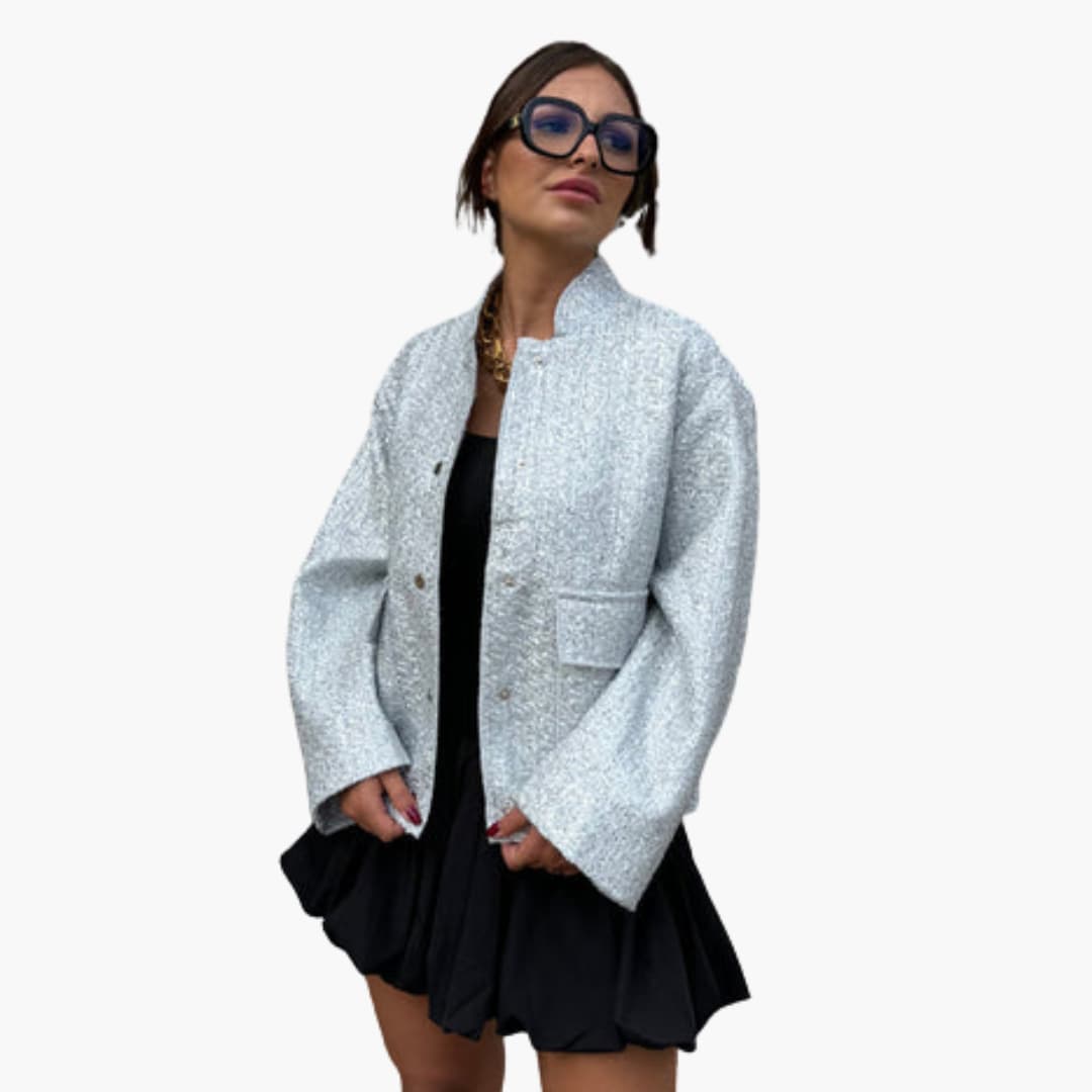 Veste bomber femme avec fermeture zippée et détails côtelés