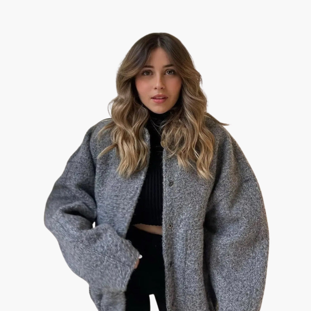 Oversize Damen Bomberjacke mit Druckknopfverschluss