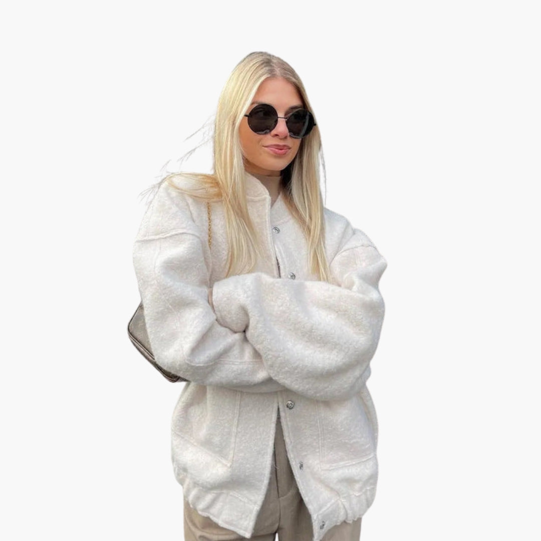 Oversize Damen Bomberjacke mit Druckknopfverschluss