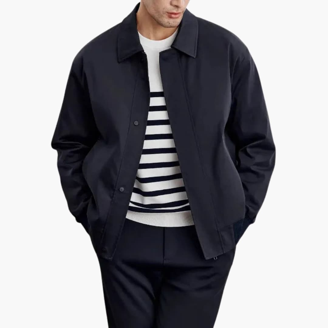 Veste bomber homme à col pointu avec fermeture zippée