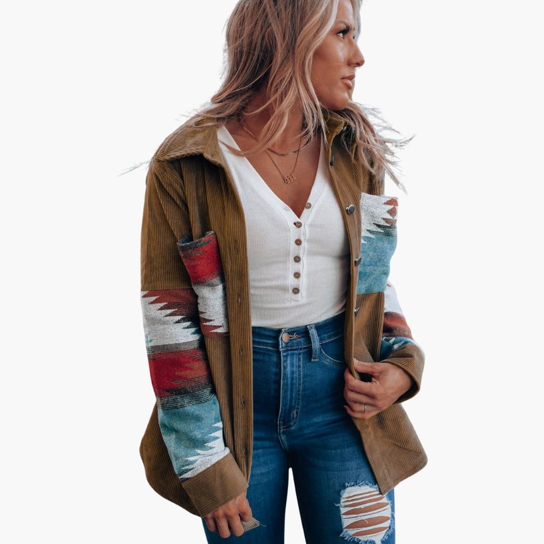 Chaqueta camisa mujer con botones de metal