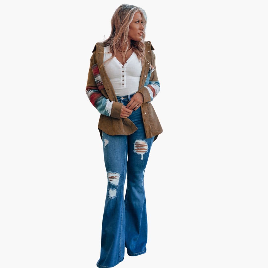 Chaqueta camisa mujer con botones de metal