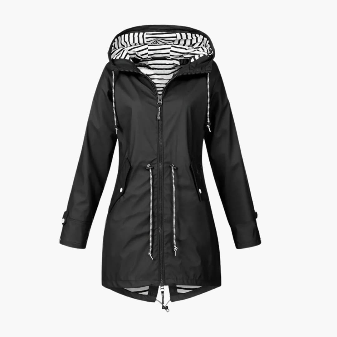Lange Damen-Windjacke mit Kapuze