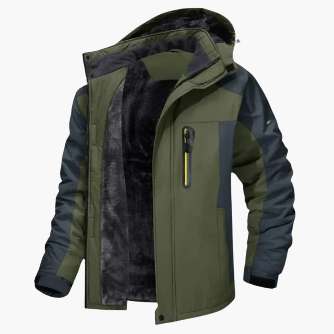 Veste d’extérieur pour homme avec capuche et fermeture éclair sur le devant