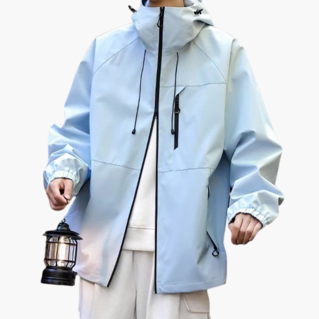 Women's rain jacket with zipper closure