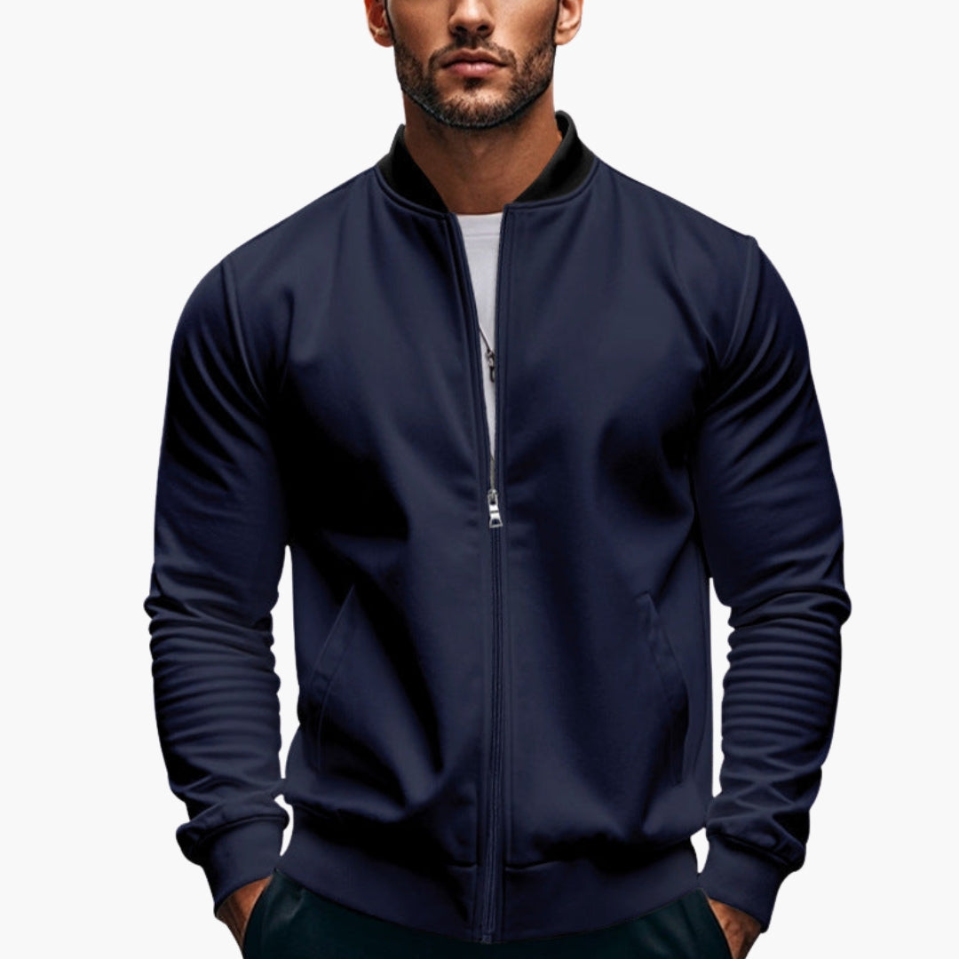 Herren-Sportjacke mit Reißverschluss und geripptem Kragen