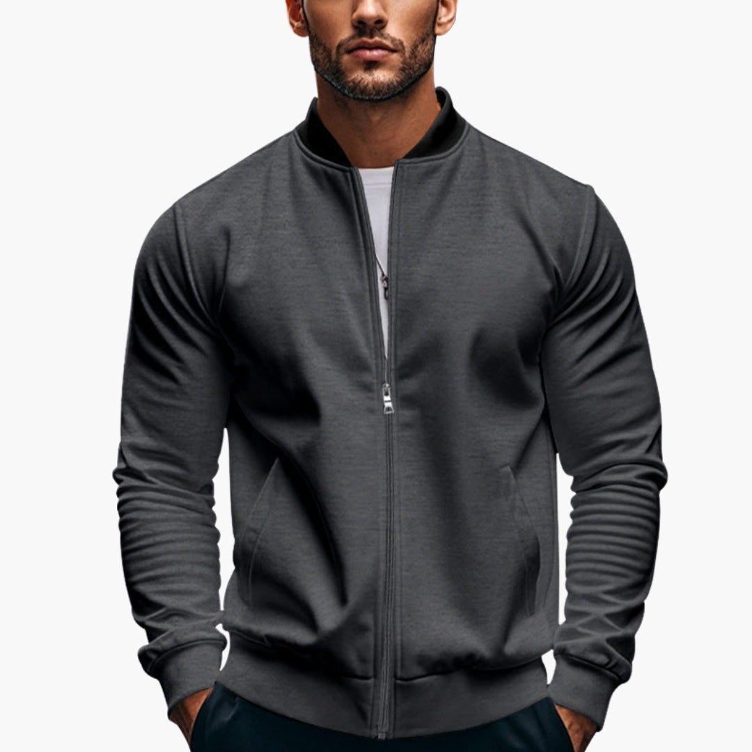 Herren-Sportjacke mit Reißverschluss und geripptem Kragen