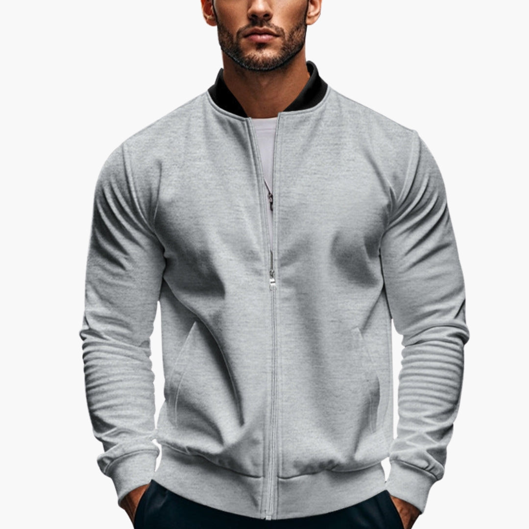 Herren-Sportjacke mit Reißverschluss und geripptem Kragen