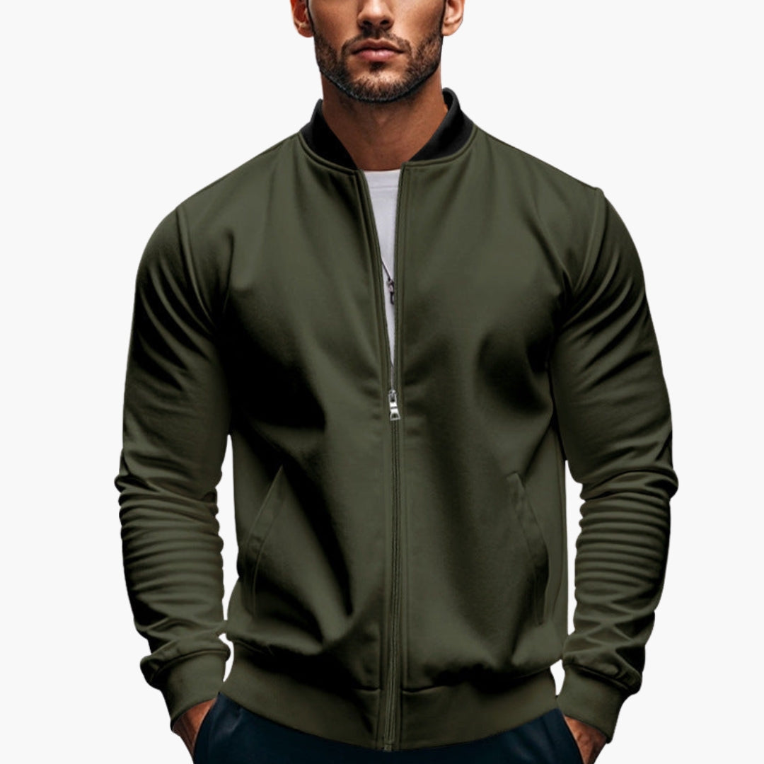 Herren-Sportjacke mit Reißverschluss und geripptem Kragen