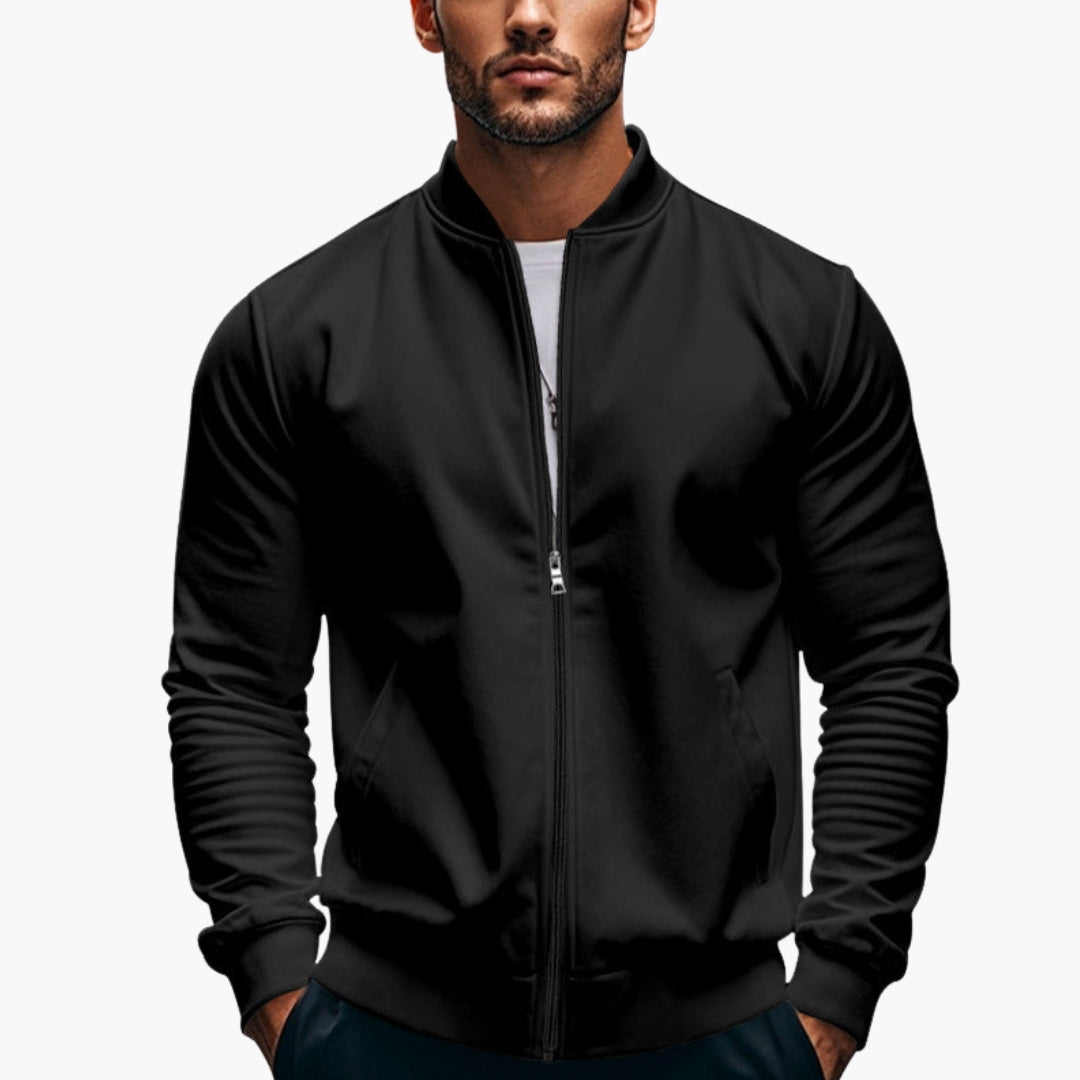 Herren-Sportjacke mit Reißverschluss und geripptem Kragen