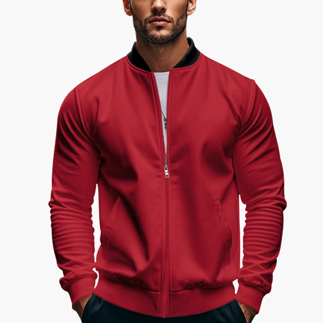 Herren-Sportjacke mit Reißverschluss und geripptem Kragen