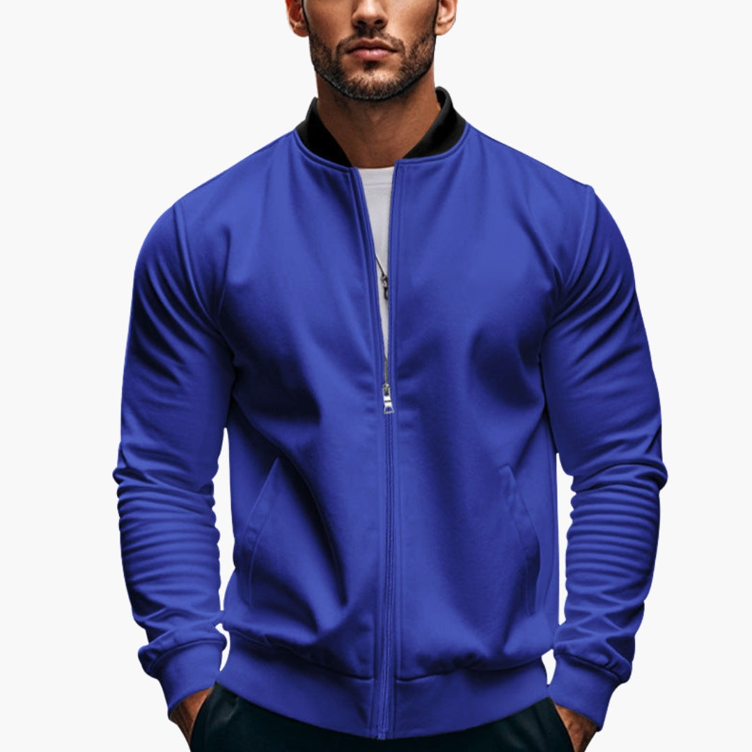 Herren-Sportjacke mit Reißverschluss und geripptem Kragen