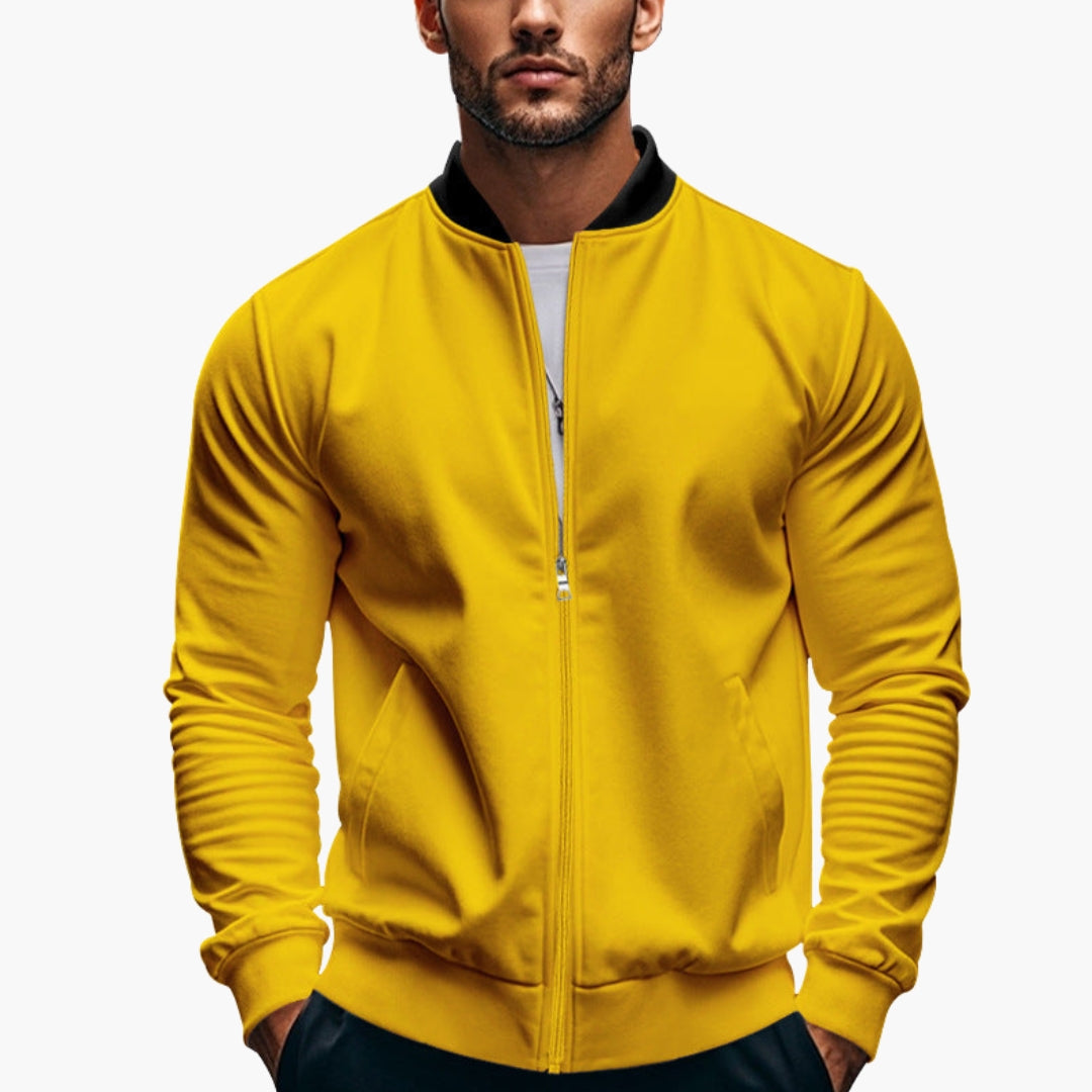 Herren-Sportjacke mit Reißverschluss und geripptem Kragen