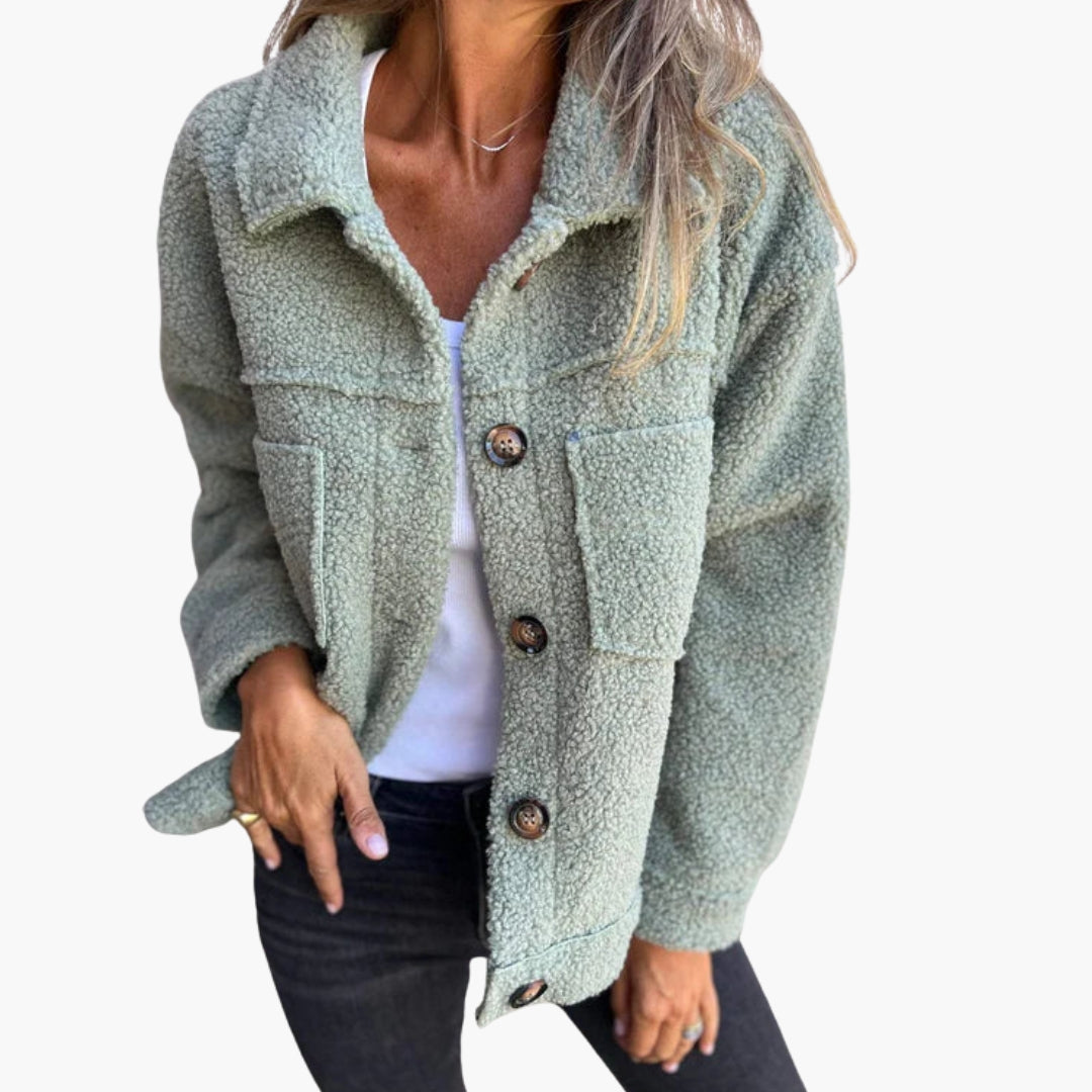 Veste femme col à revers en mélange laine