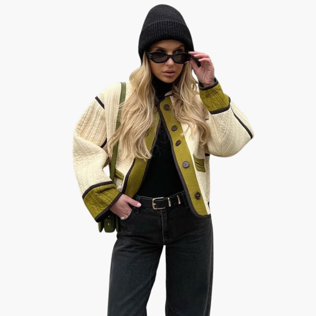 Women's quilted jacket with button closure