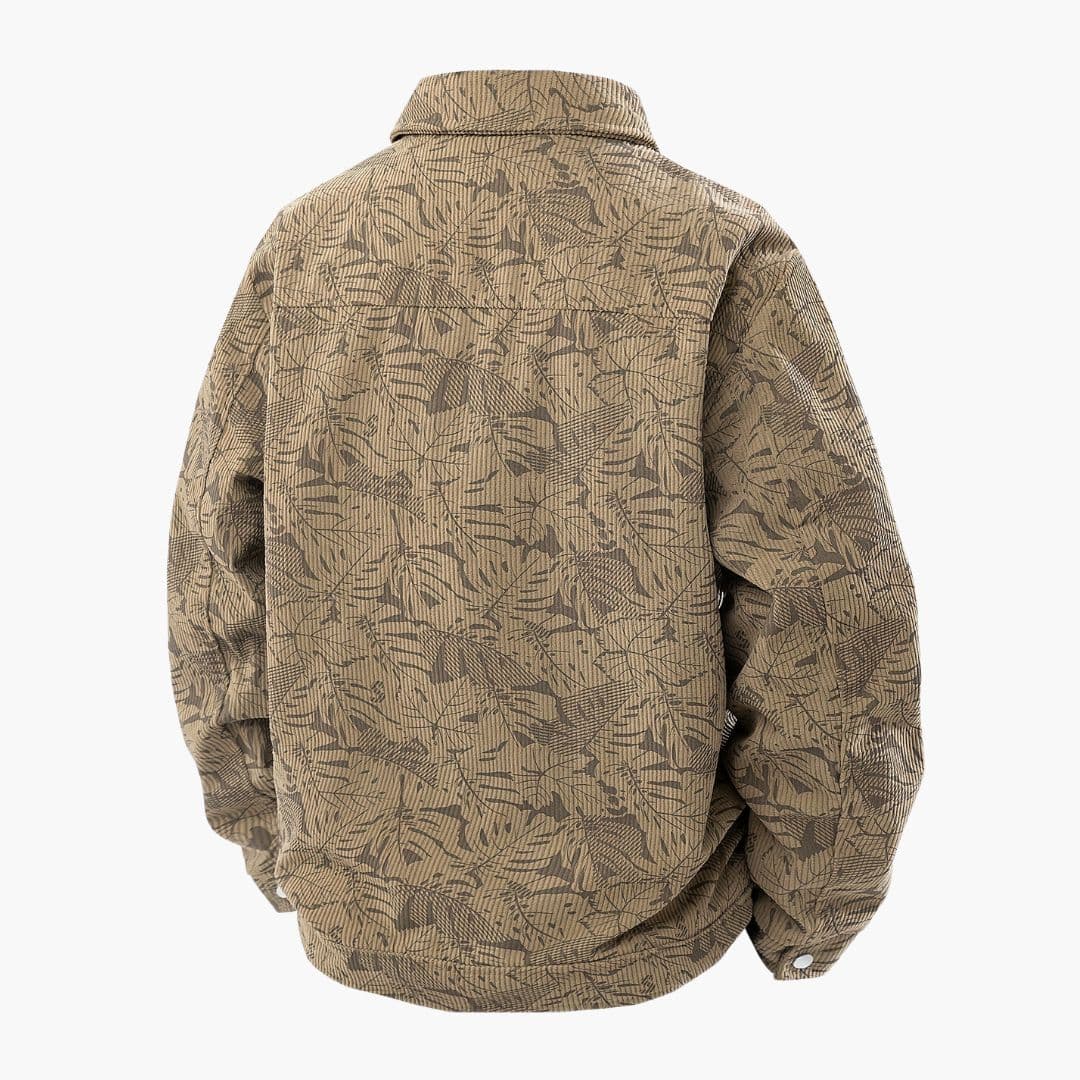 Chaqueta de hombre de pana con estampado de hojas