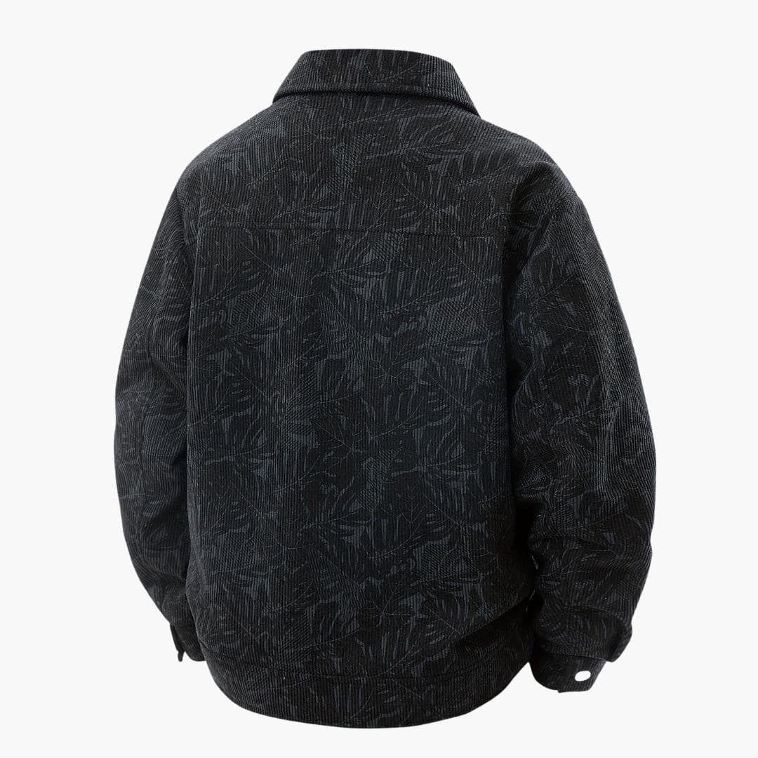 Chaqueta de hombre de pana con estampado de hojas