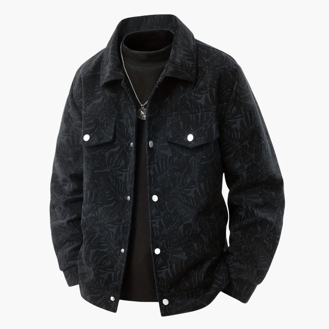 Chaqueta de hombre de pana con estampado de hojas
