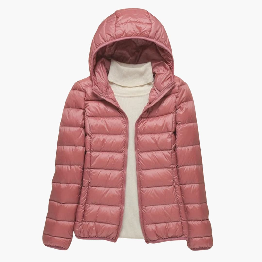 Chaqueta acolchada para mujer con cierre de cremallera y cuello alto