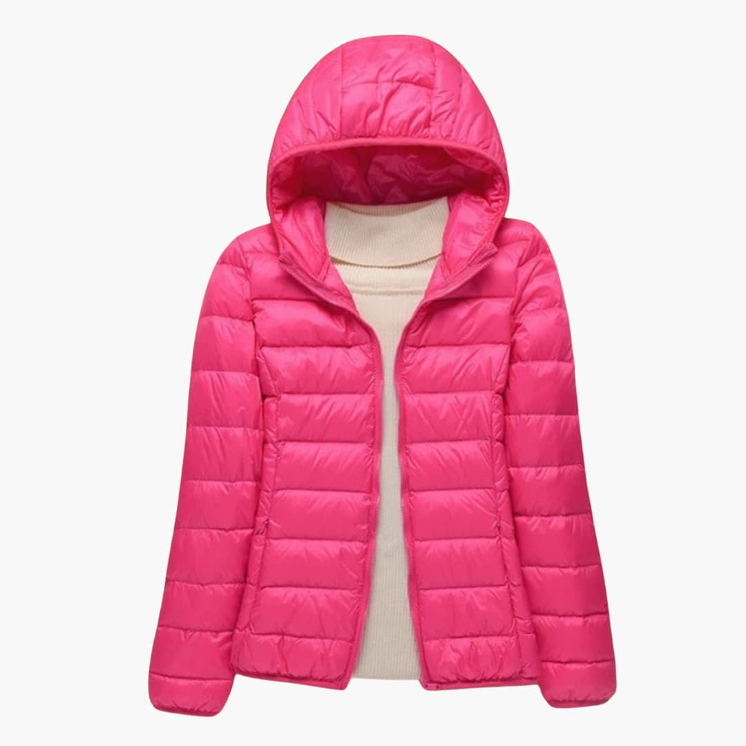Chaqueta acolchada para mujer con cierre de cremallera y cuello alto