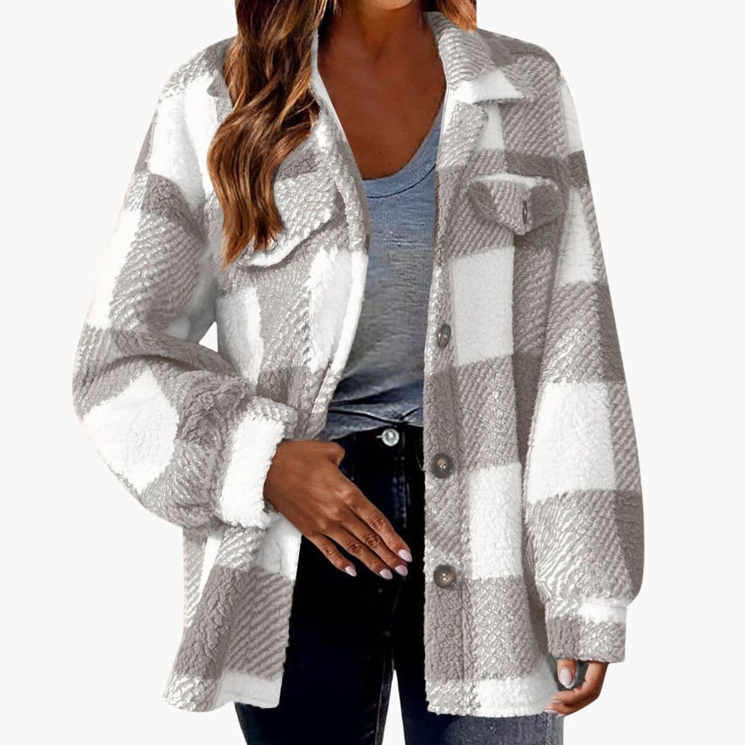 Damen Fleecejacke mit Karomuster