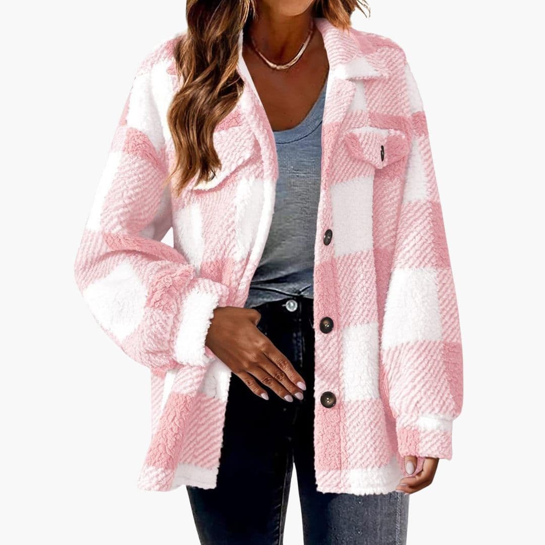 Damen Fleecejacke mit Karomuster