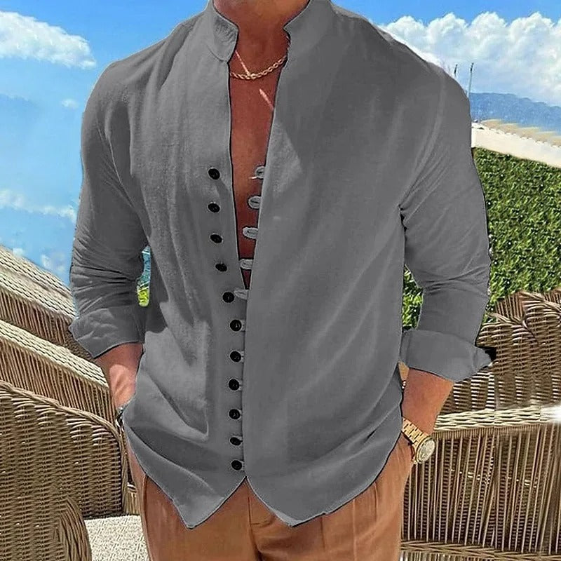 Chemise homme à col officier et surface unie