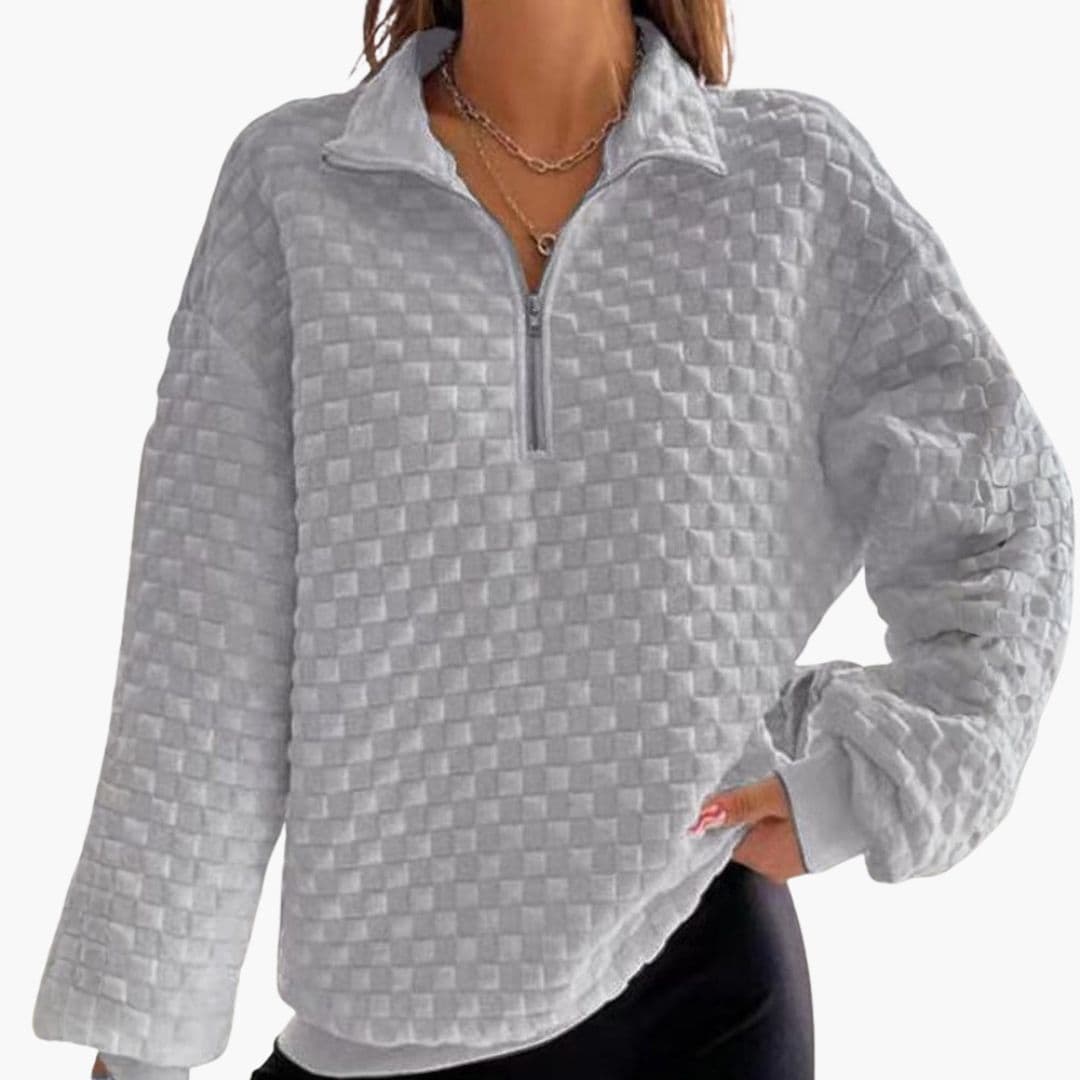 Pull zippé femme à col montant