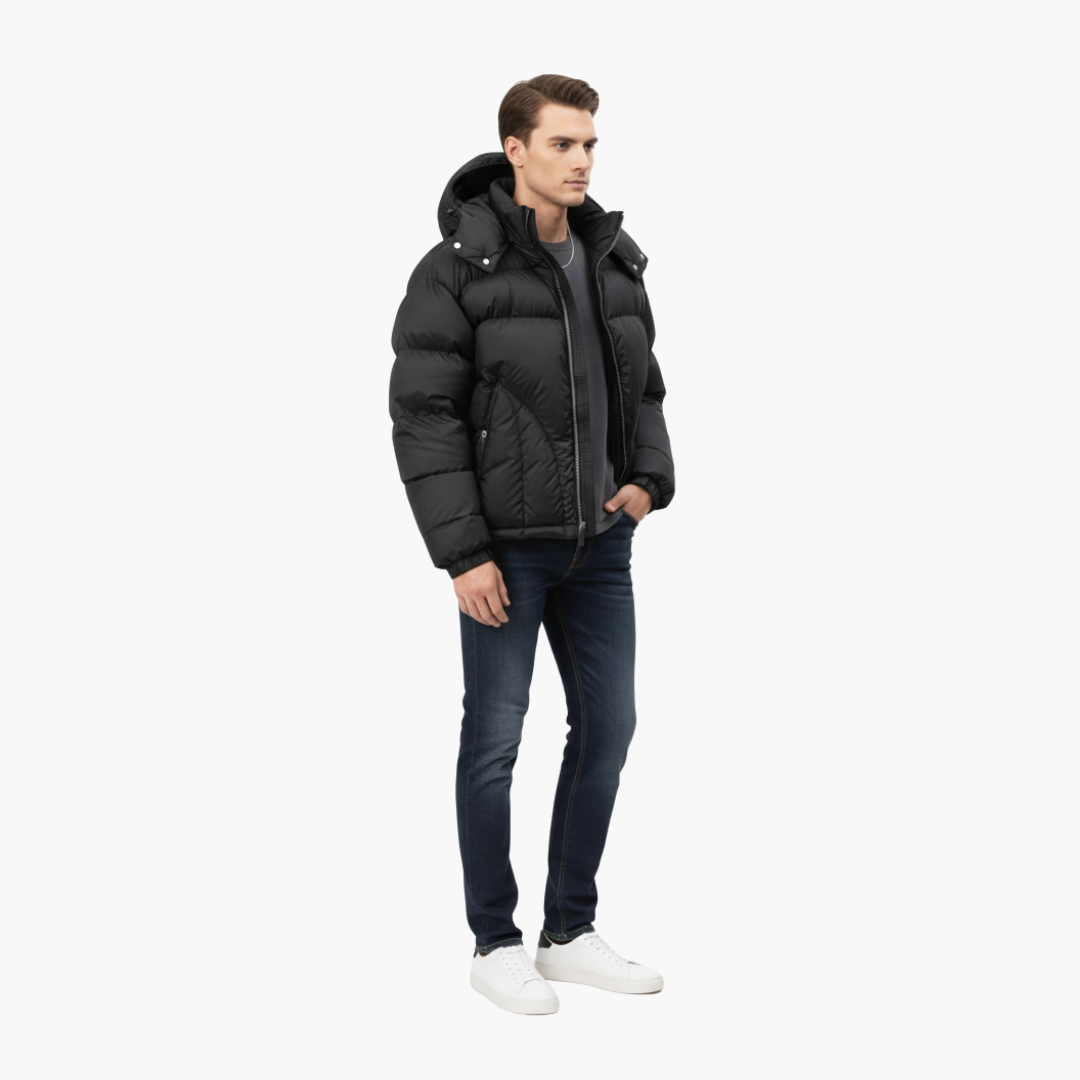 Doudoune homme avec capuche et fermeture éclair