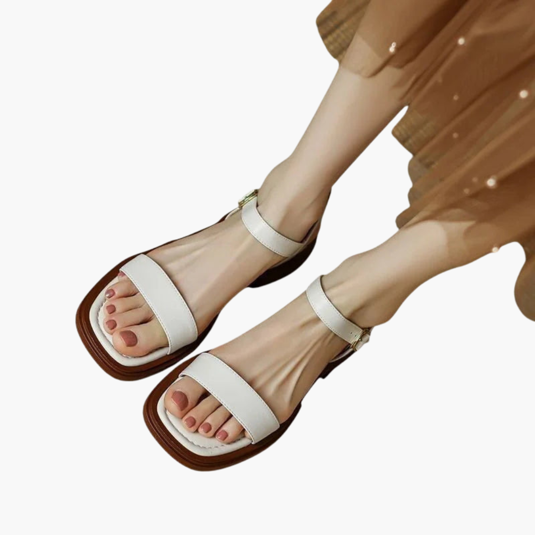 Femmes Sandales orthopédiques en cuir avec talon bloc
