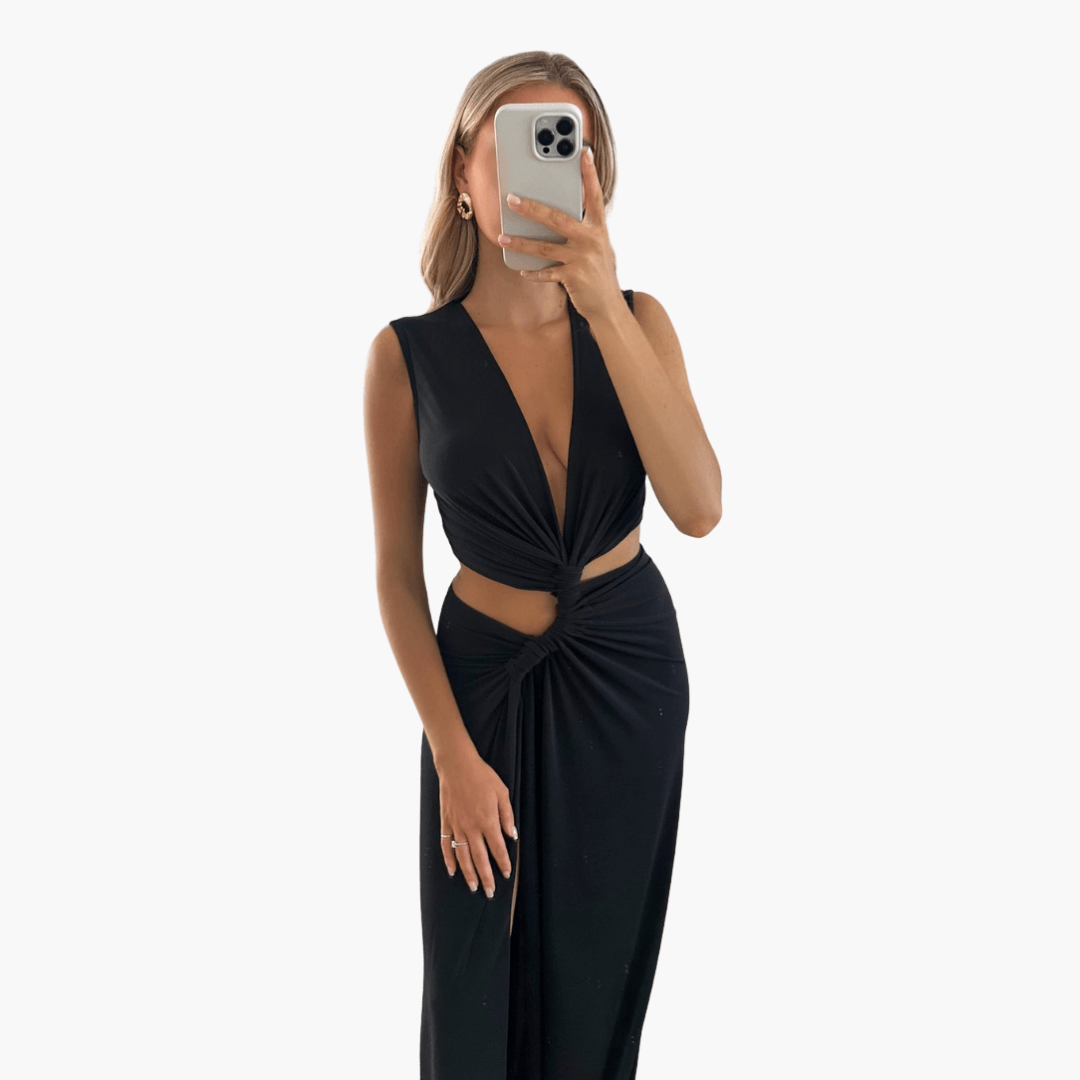 Robe d'été femme Découpes, Décolleté en V, Fente latérale