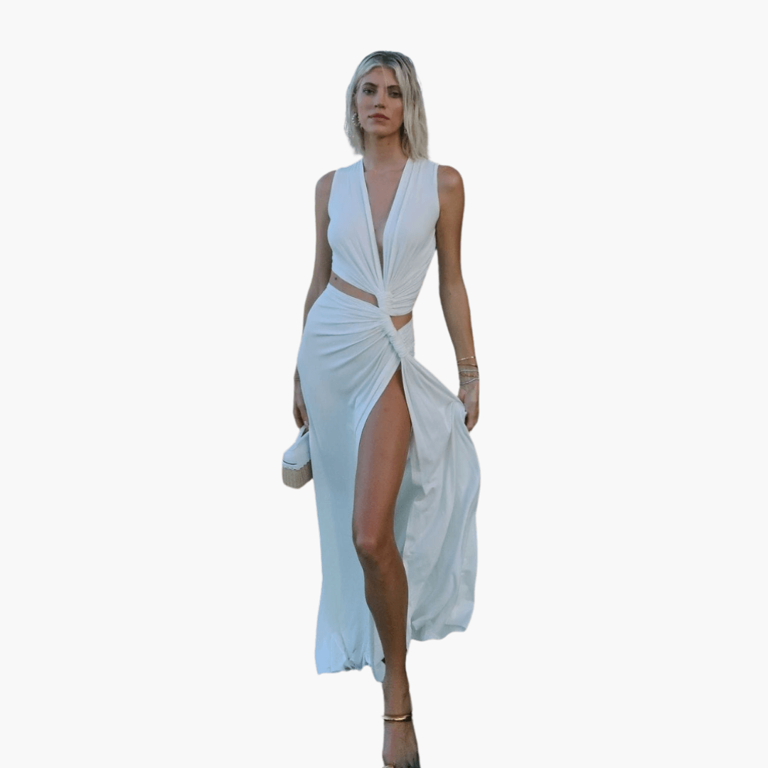 Robe d'été femme Découpes, Décolleté en V, Fente latérale
