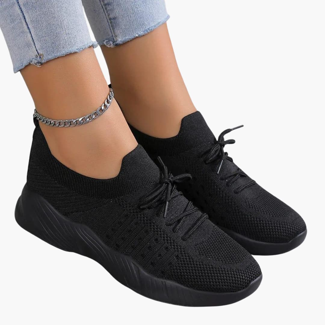 Baskets à lacets pour femmes avec tige en maille et semelle flexible